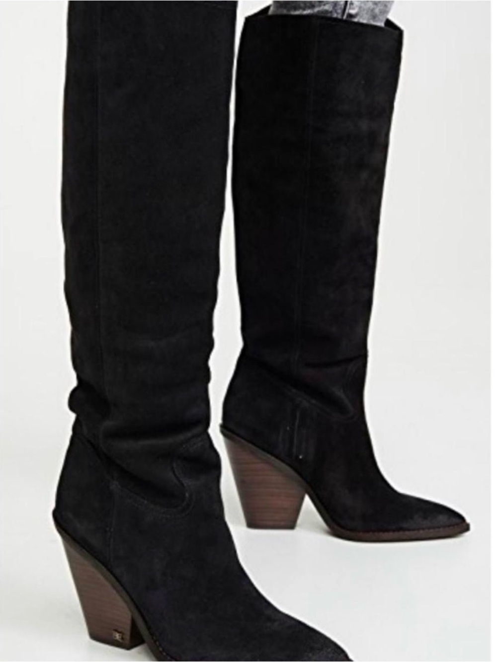 Sam Edelman Indigo Slouch Pointed Toe Knee High Boot Black Western 10 Boots